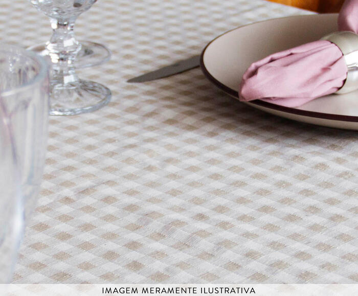 Toalha de Mesa Vichy Bege e Off White image number 4