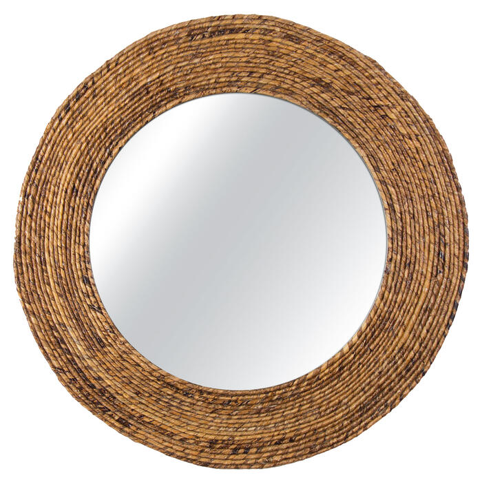 Espelho de Parede com Moldura de Palha de Bananeira Grande - image 0