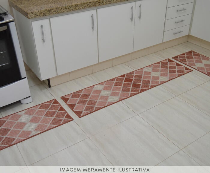 Jogo de Tapetes para Cozinha Look Jacquard Vesuvio Terracota image number 1