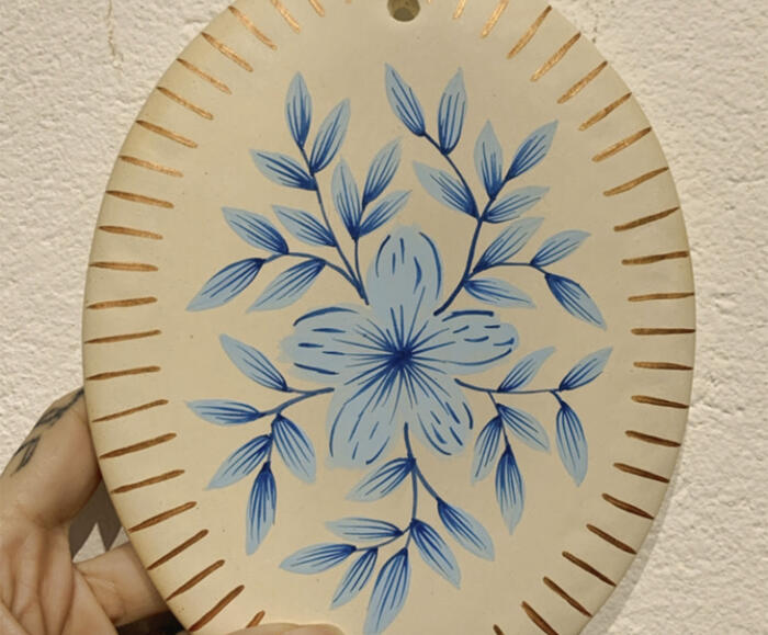 Plaquinha de Parede Floral Azul Claro - image 1