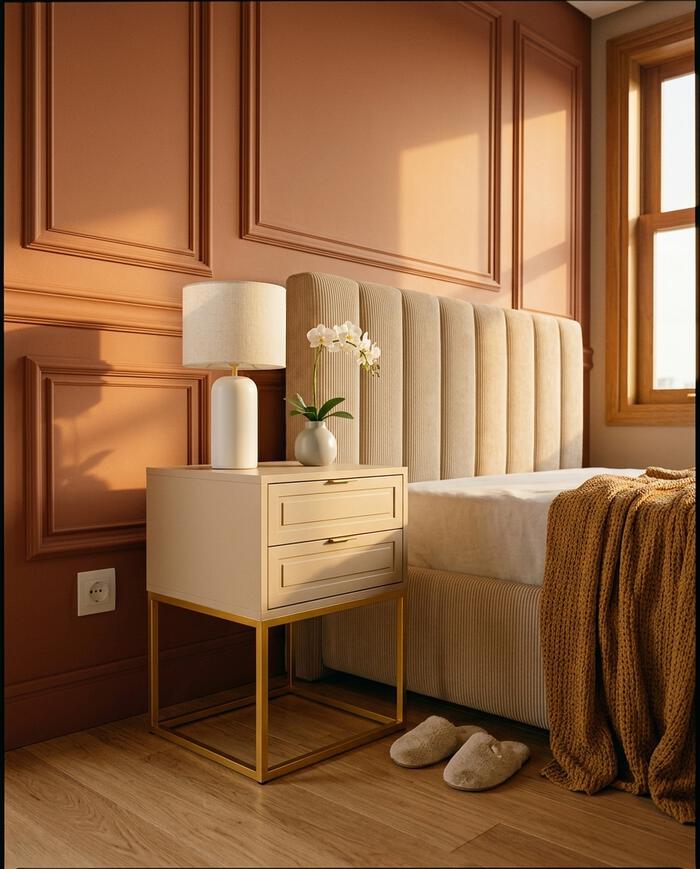 Mesa de Cabeceira Bonn Frap&ecirc; e Dourado - image 1