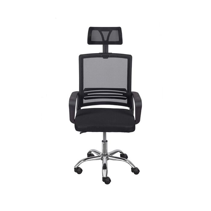 Cadeira Office Alta Preta com Base Rod&iacute;zio Cromada - image 0