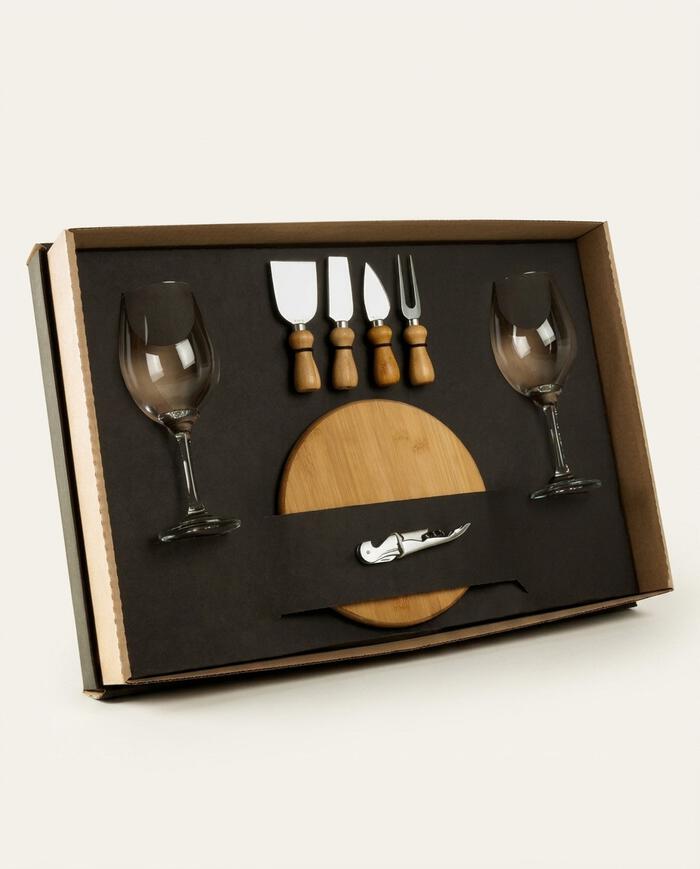 Jogo para Servir Queijo E Vinho em Bambu Kendal - image 1
