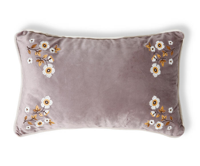 Capa de Almofada Bordada Lina Rosa Acizentado - image 0