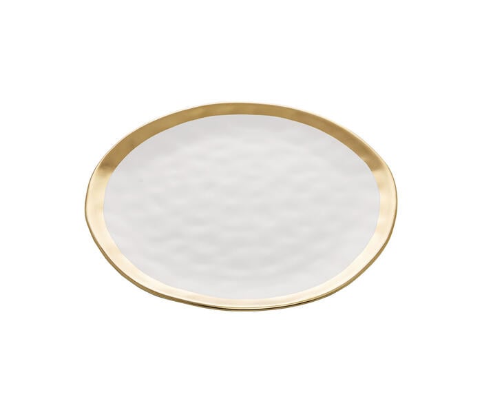 Prato Raso de Porcelana Branco e Dourado Wolff Dubai 27cm image number 5