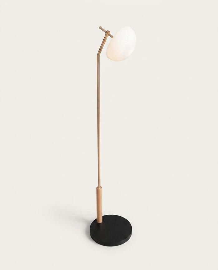Lumin&aacute;ria De Piso Flutum Preto Metal Dourado - image 1