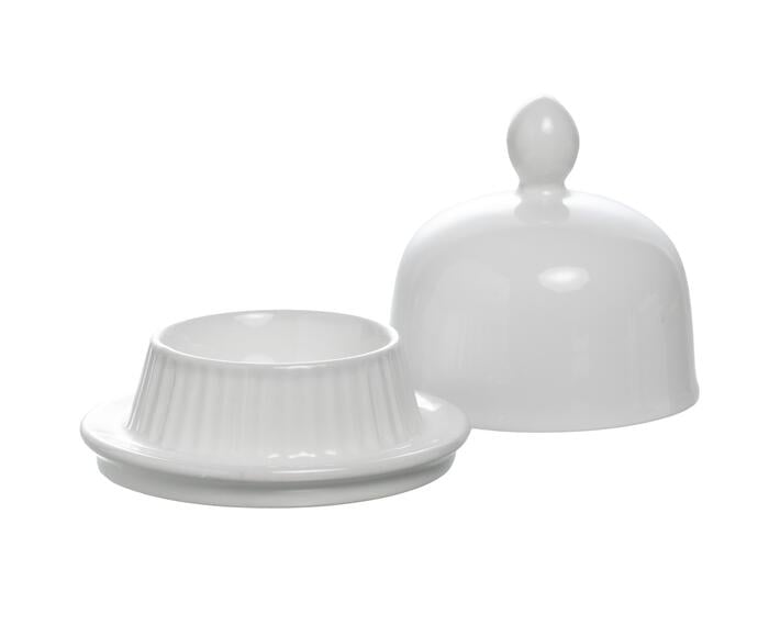 Manteigueira com tampa e pires Blanc em porcelana branco - image 1