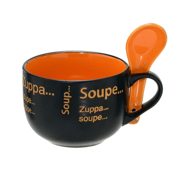 Caneca para Sopa Neunkirchen Preto e Laranja - image 0