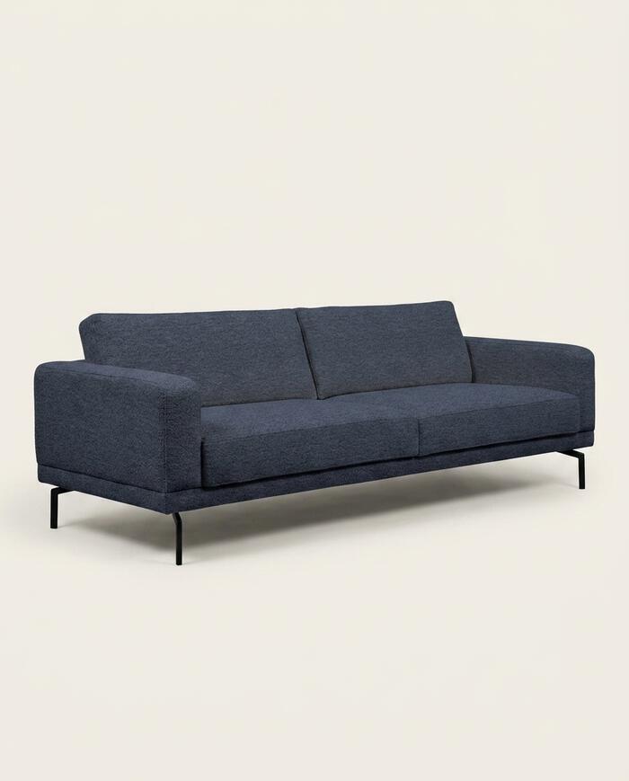 Sof&aacute; Bipartido em Linh&atilde;o Linea Azul Jeans Mescla - image 1