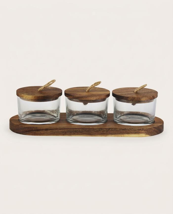 Jogo de Petisqueiras Wooden com Tampa - image 0