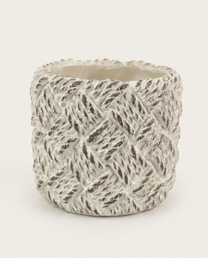 Cachepot Cord&ecirc;s Bege Pequeno - image 0