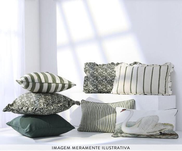 Capa de Almofada Retangular Estampada com Cordon&ecirc; Listras Sofia - image 1