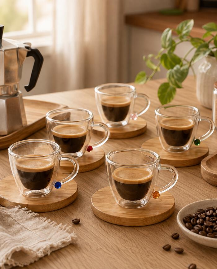 Jogo de X&iacute;caras para Caf&eacute; em Vidro Borossilicato Color - image 1