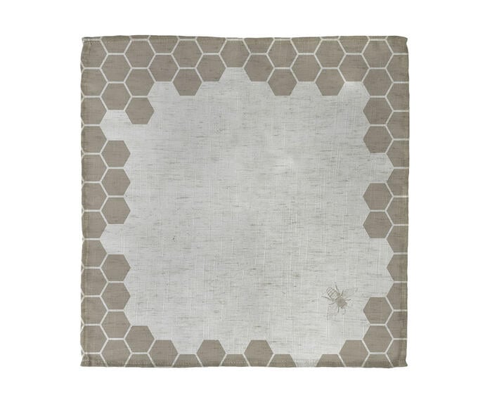 Guardanapo de Mesa em Linho Colmeia - Cinza e Dourado - image 0