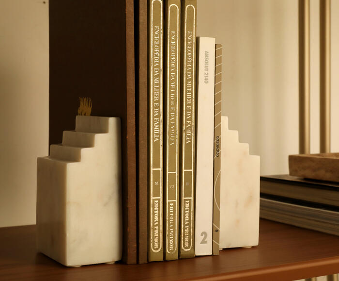 Aparador de Livros em M&aacute;rmore Atlas Branco - image 1
