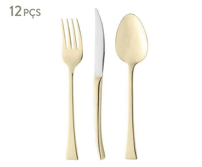 Faqueiro de A&ccedil;o Inox Berna Dourado - image 0