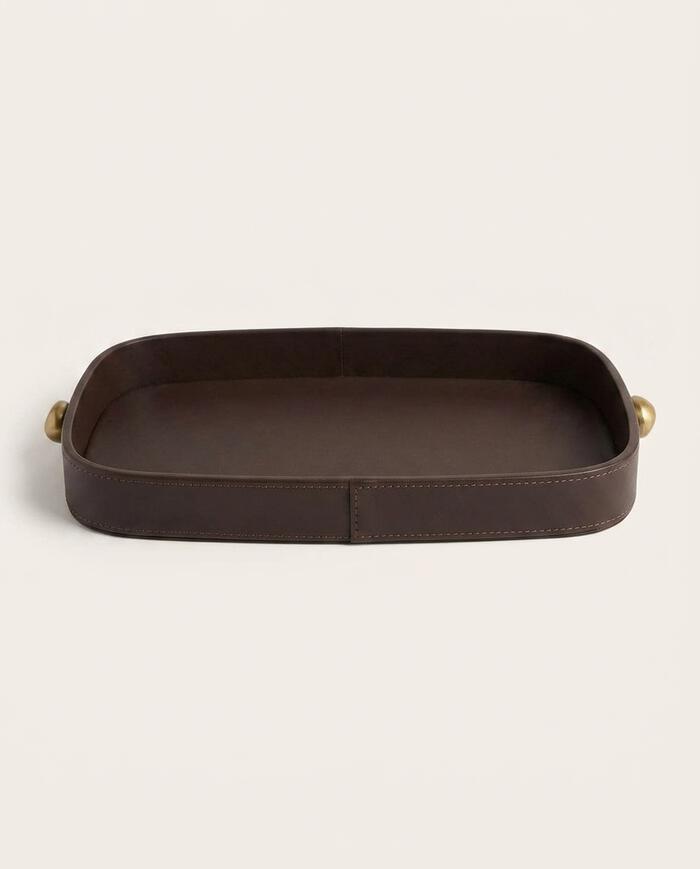Bandeja Decorativa Sorelle Dourado e Marrom image number 3