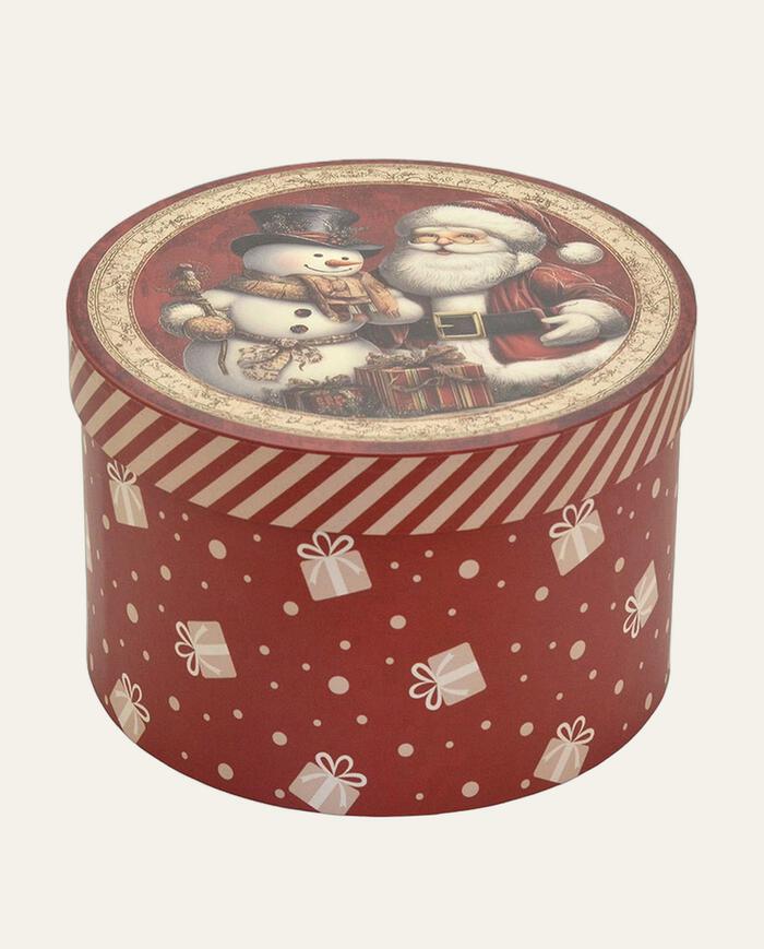 Caixa Natalina Redonda Papai Noel e Boneco de Neve - image 0