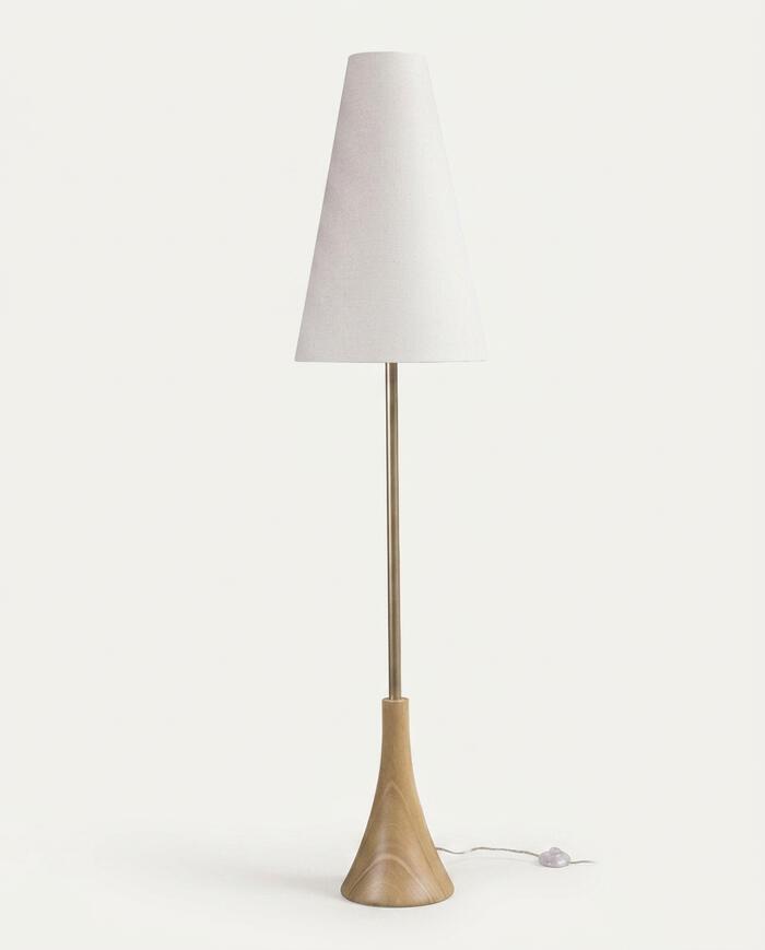 Lumin&aacute;ria de Piso Sequoia com C&uacute;pula em Linho Bivolt - Cru - image 1