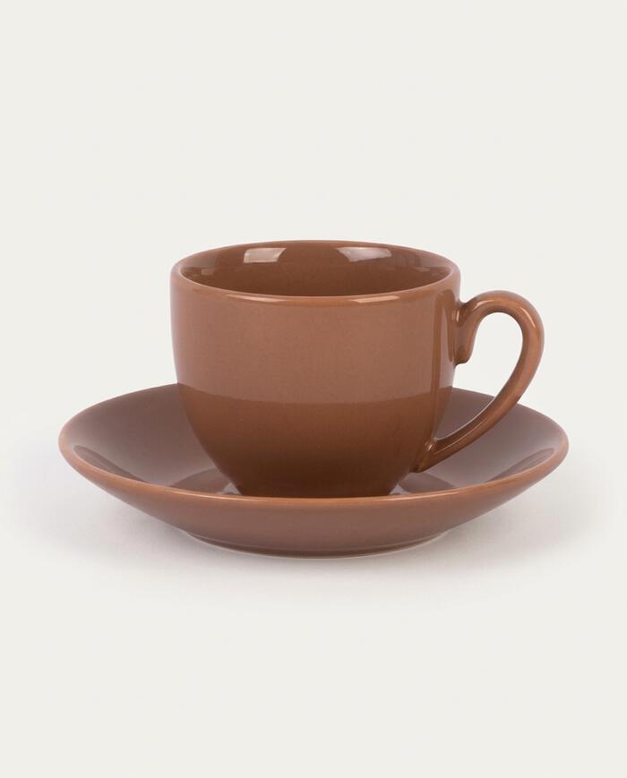 Xicara e Pires Para Caf&eacute; Mix And Match em Porcelana Caramelo R&uacute;stico - image 0