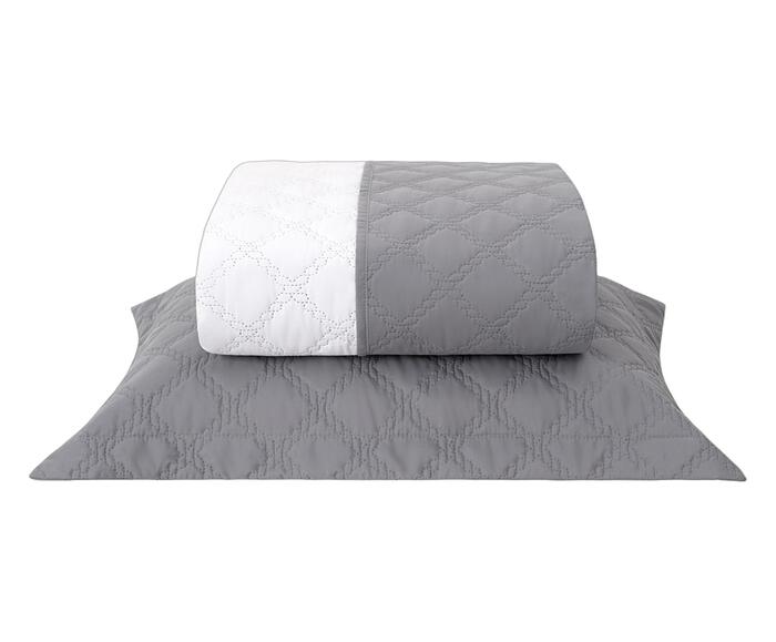 Jogo de Cobre-Leito Nuance Dupla Face Gris Branco - image 1