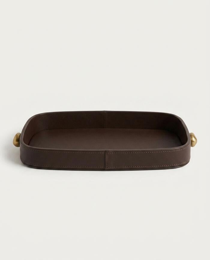 Bandeja Decorativa Sorelle Dourado e Marrom - image 0