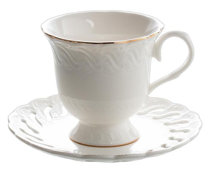 Jogo de X&iacute;caras para ch&aacute; Vague em new bone china borda dourada - image 0