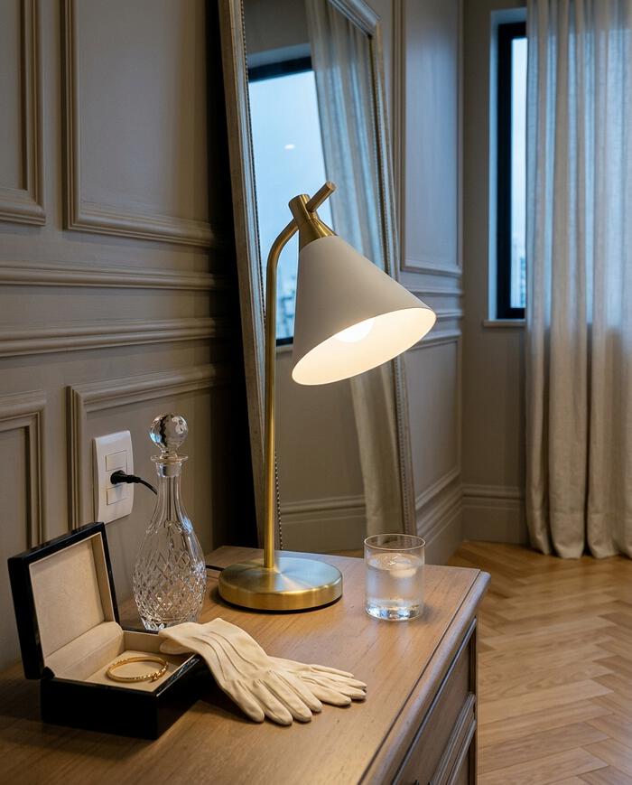 Lumin&aacute;ria de Mesa Malta Dourado Lixado Bivolt - image 1