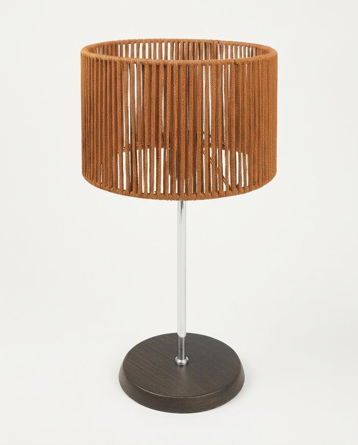 Abajur Wengue com C&uacute;pula Cil&iacute;ndrica e Corda N&aacute;utica Terracota Bivolt - image 1
