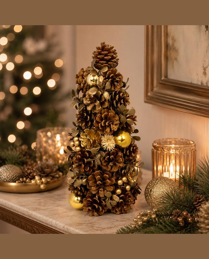 Mini &Aacute;rvore Natalina Torre Pinhas Decoradas image number 2