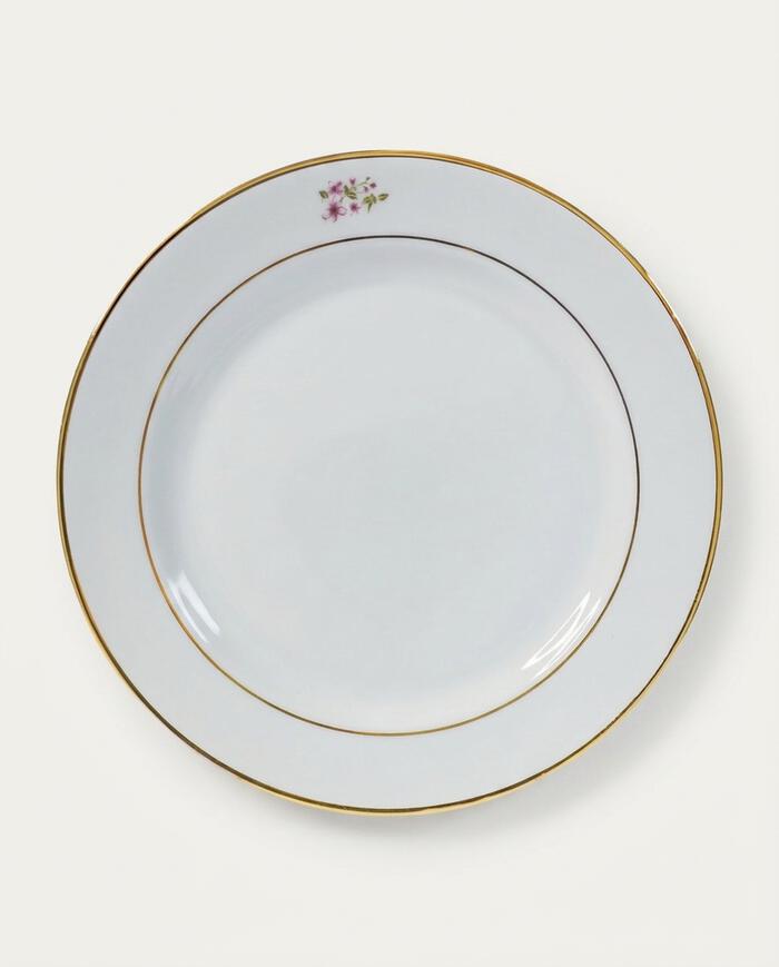 Prato Raso em Porcelana com Filete Duplo em Ouro La Vie En Rose - image 0