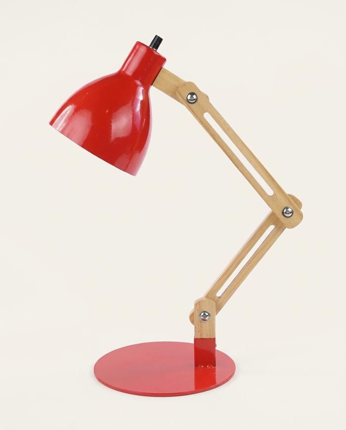 Abajur de Mesa em Madeira Bivolt Vermelho - image 0