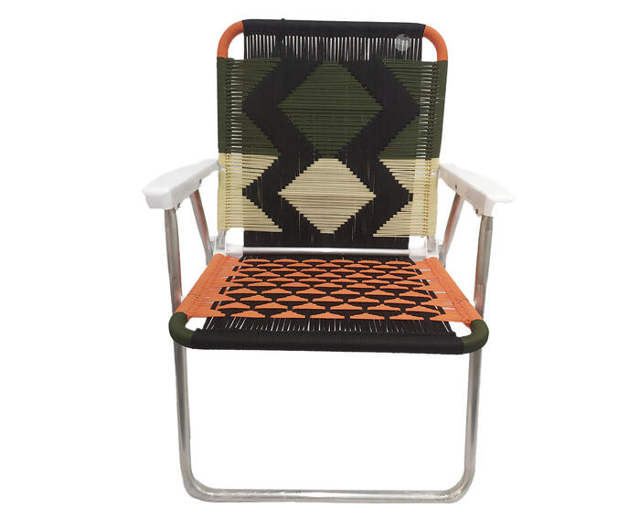 Cadeira de Praia Fixa Nativa Musgo Off-White e Laranja - image 0