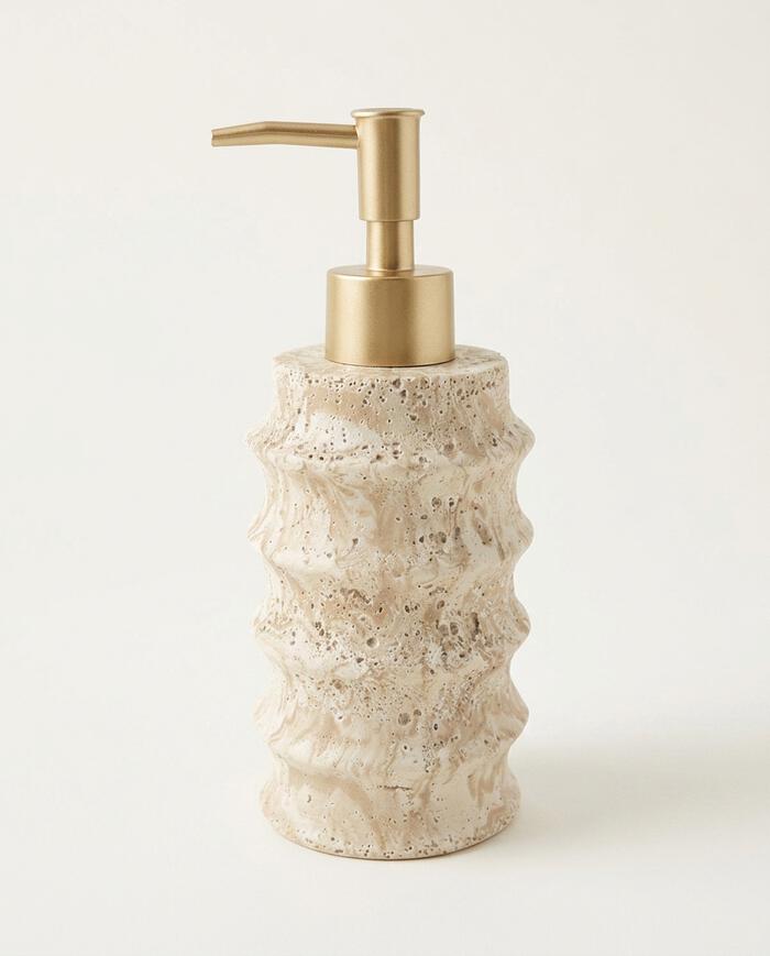 Porta Sabonete L&iacute;quido em Resina Mesclado Shell Dourado - image 0