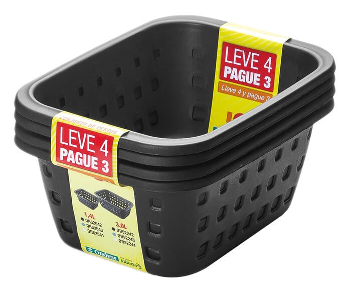 Jogo de Cestos Organizadores Log Preto - image 0