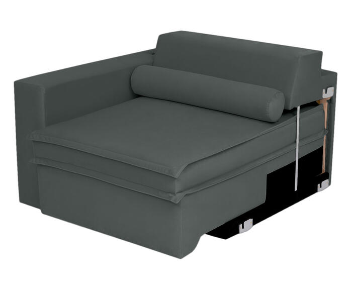 Sof&aacute; Retr&aacute;til Pasha em Veludo com USB - Cinza Escuro image number 1