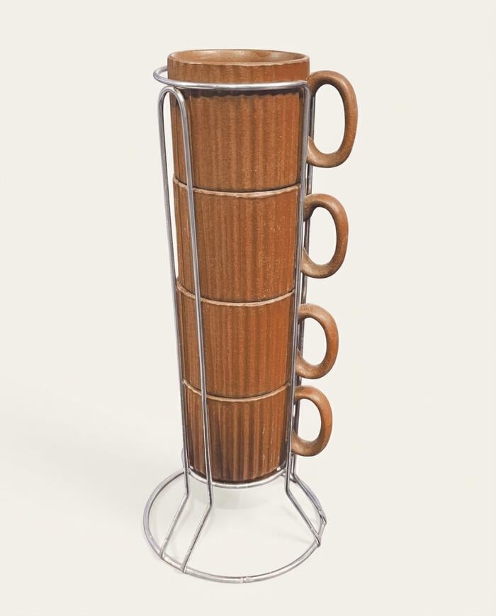 Jogo de X&iacute;caras para Caf&eacute; Striatto Terracota - image 0