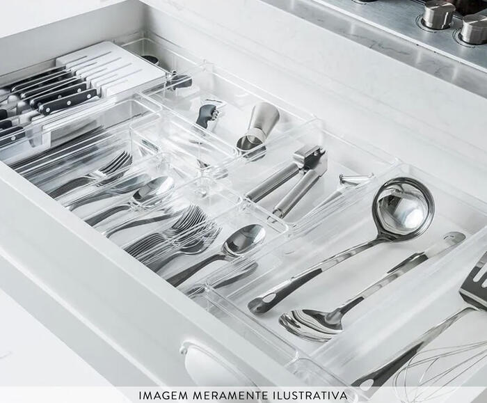 Organizador de Facas e Talheres Clear - Branco Fechado - image 1
