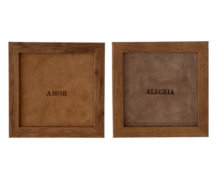 Jogo de Quadros "Amor e Alegria" Caramelo e Fendi - image 0