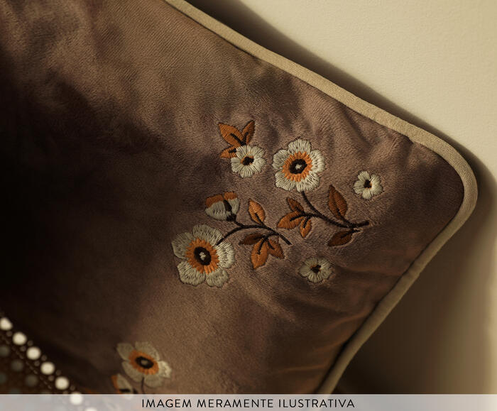 Capa de Almofada Bordada Lina Rosa Acizentado - image 1
