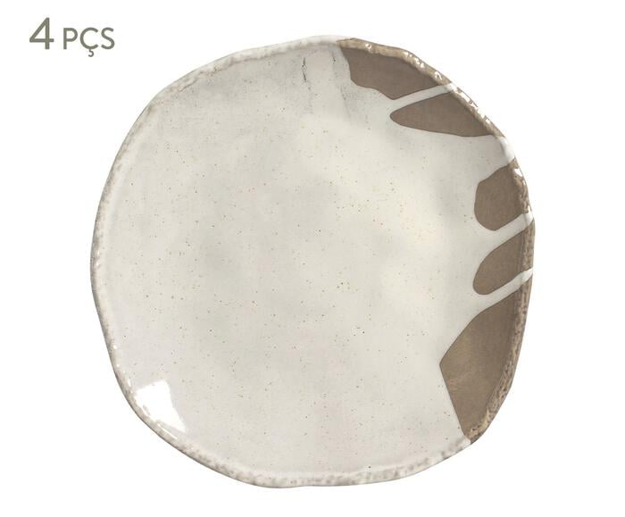 Jogo de Pratos Raso Org&acirc;nico Eco Stone Pampa Branco - image 0