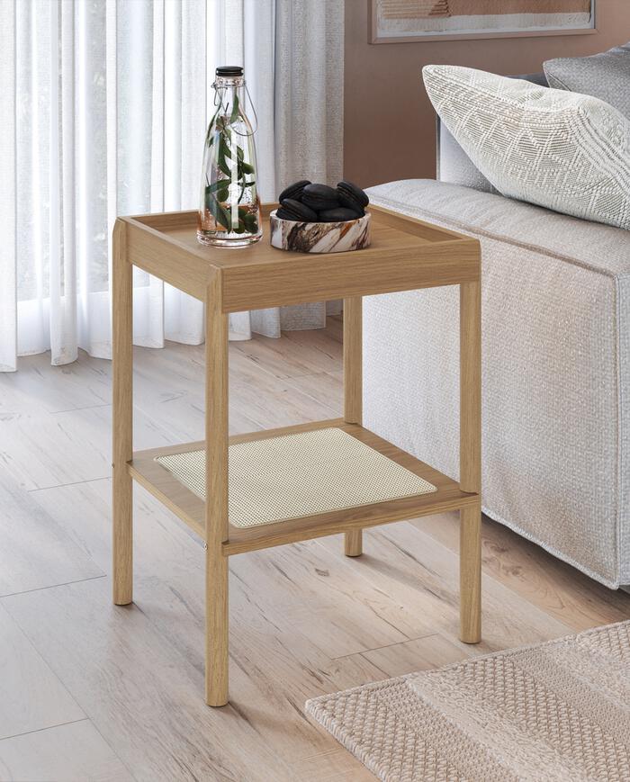 Mesa Lateral Quadrada com Prateleira Tela Oslo Hanover - image 1
