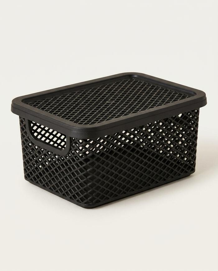 Cesto Organizador com Tampa Linea - Preto - image 0