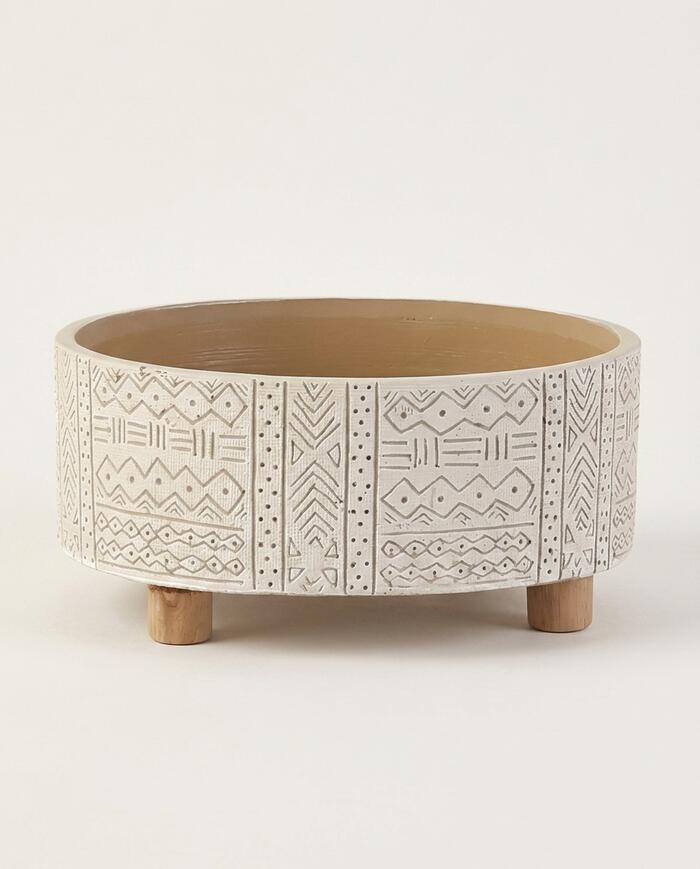 Cachepot Aravis Branco e Marrom image number 4