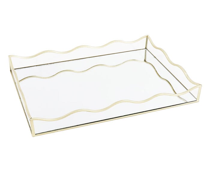 Bandeja Decorativa com Espelho Exquis Dourado Fosco Grande - image 0