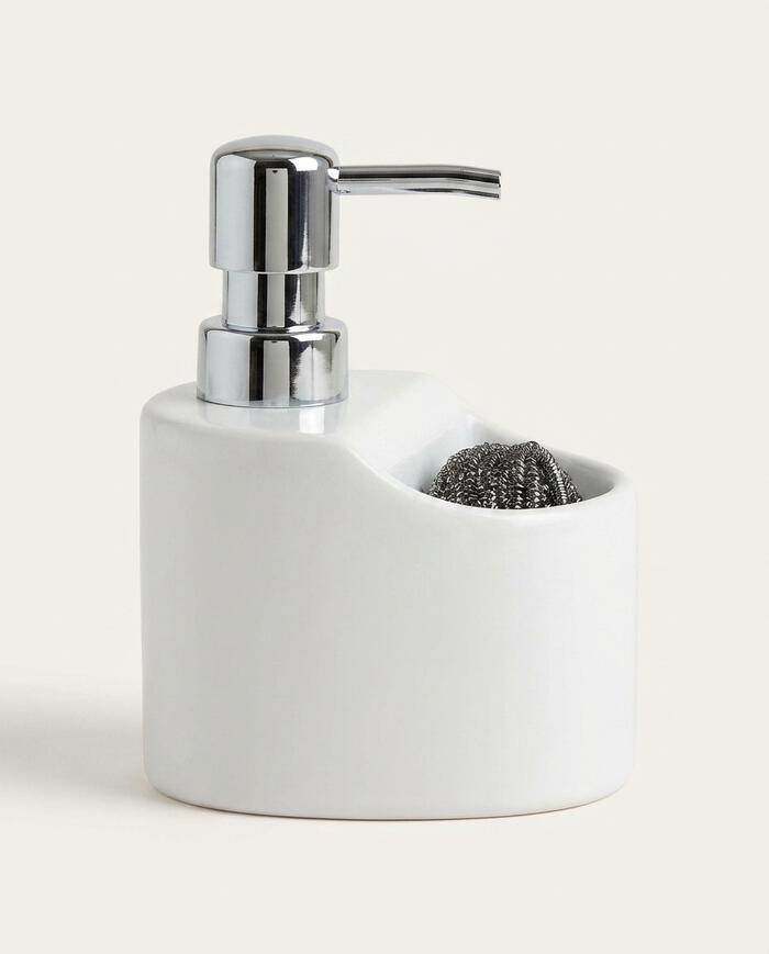 Dispenser para Detergente com Esponja Clean Up Branco - image 0