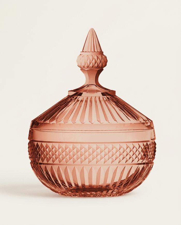 Pote Decorativo em Cristal Palace &Acirc;mbar Rosa image number 4