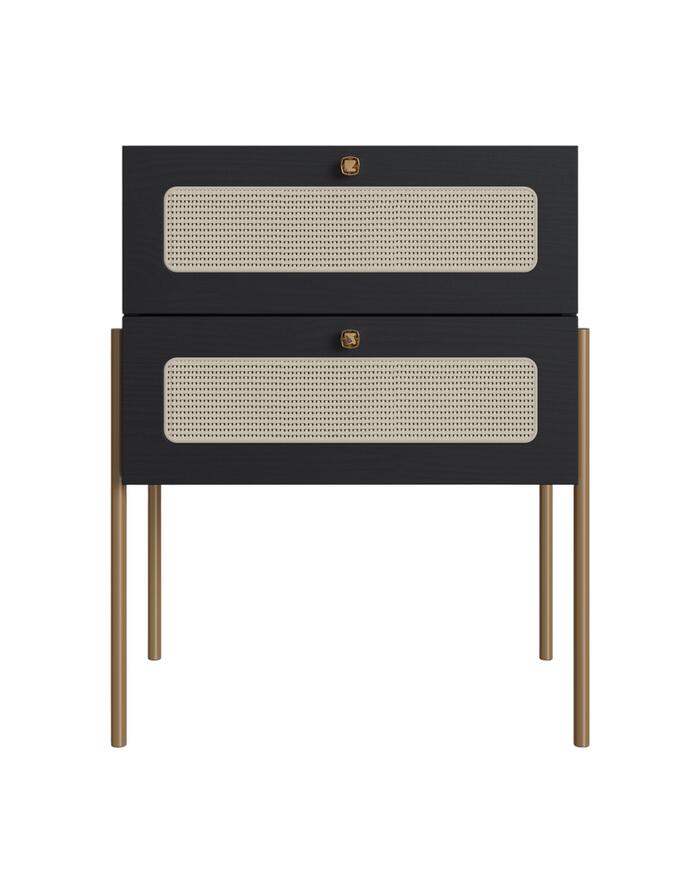 Mesa de Cabeceira Tela II Oslo Nero e Dourado - image 0
