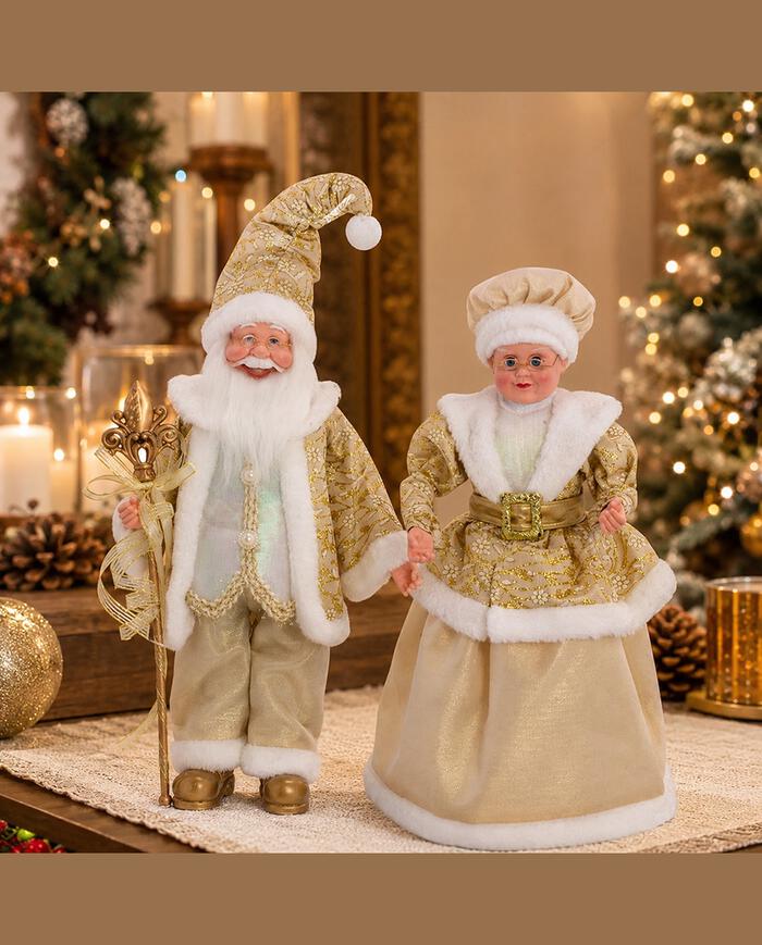 Jogo de Papai e Mam&atilde;e Noel Majestade Dourada - image 1