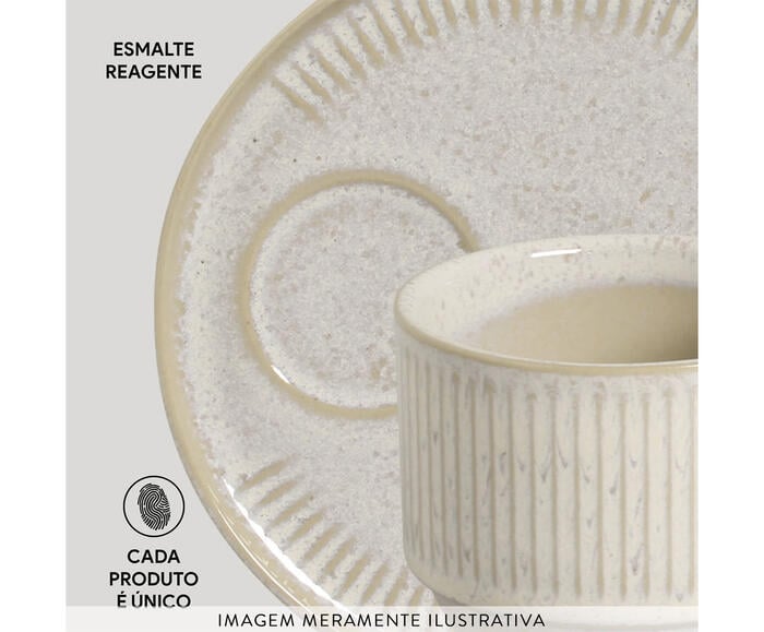 Jogo de X&iacute;caras para Ch&aacute; Empilh&aacute;vel Linhas Latte Cru - image 1